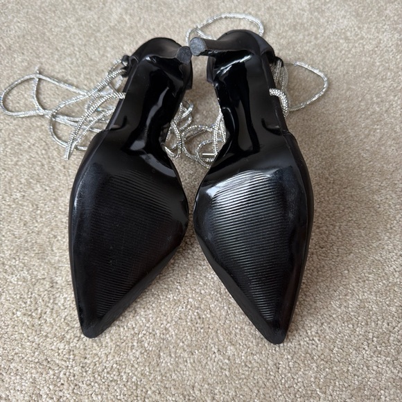 Azalea Wang Black Satin Sparkly Stiletto - Picture 3 of 7